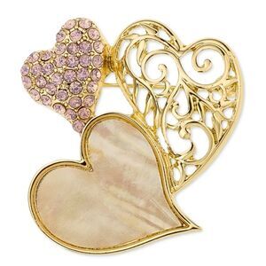 Charter Club Gold-Tone Stone & Pave Triple Heart Pin